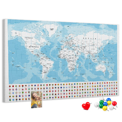 Cork board Continent map illustration