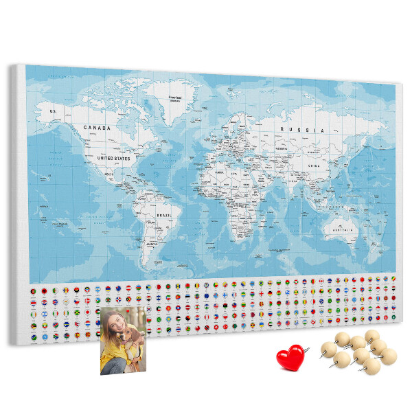 Cork board Continent map illustration