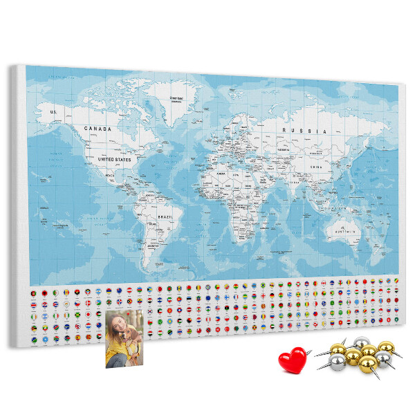 Cork board Continent map illustration