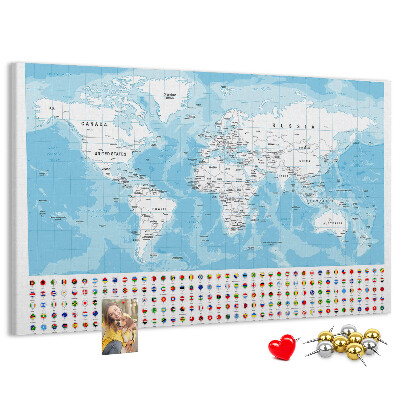 Cork board Continent map illustration