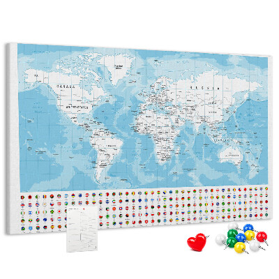 Cork board Continent map illustration