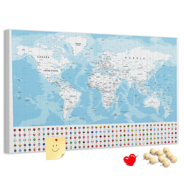 Cork board Continent map illustration