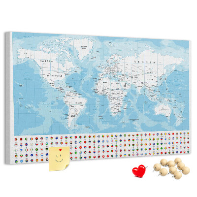 Cork board Continent map illustration