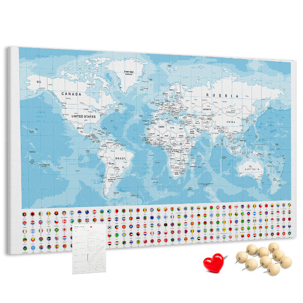 Cork board Continent map illustration