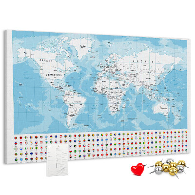 Cork board Continent map illustration