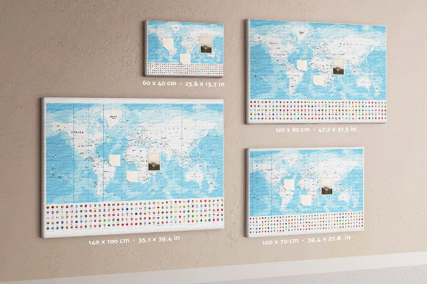 Cork board Continent map illustration