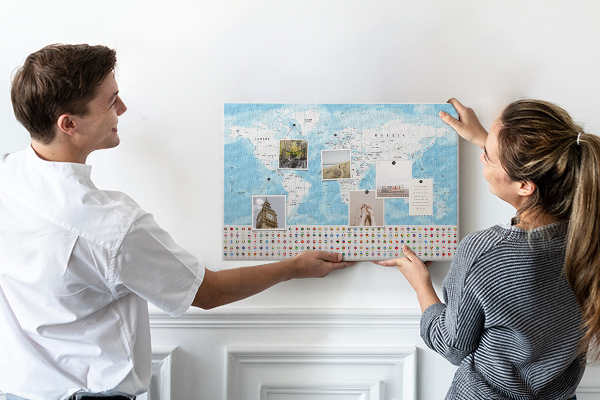 Cork board Continent map illustration