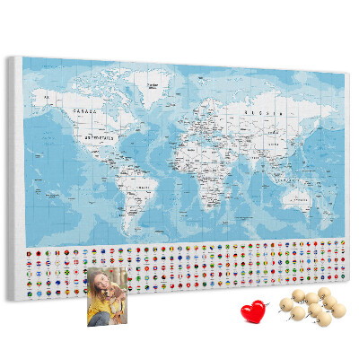 Cork board Continent map illustration