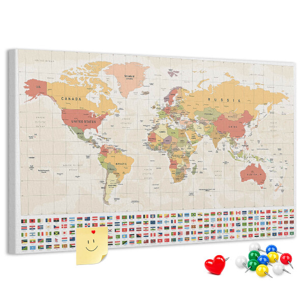 Cork display board World map design