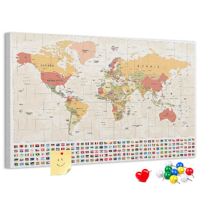 Cork display board World map design
