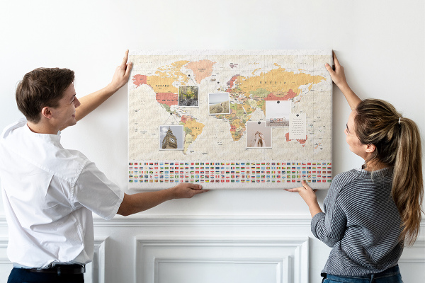 Cork display board World map design