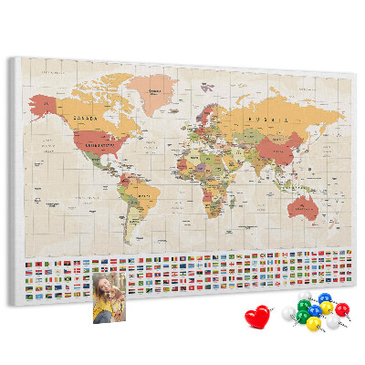 Cork display board World map design