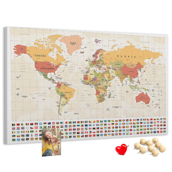 Cork display board World map design