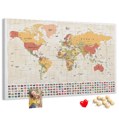 Cork display board World map design