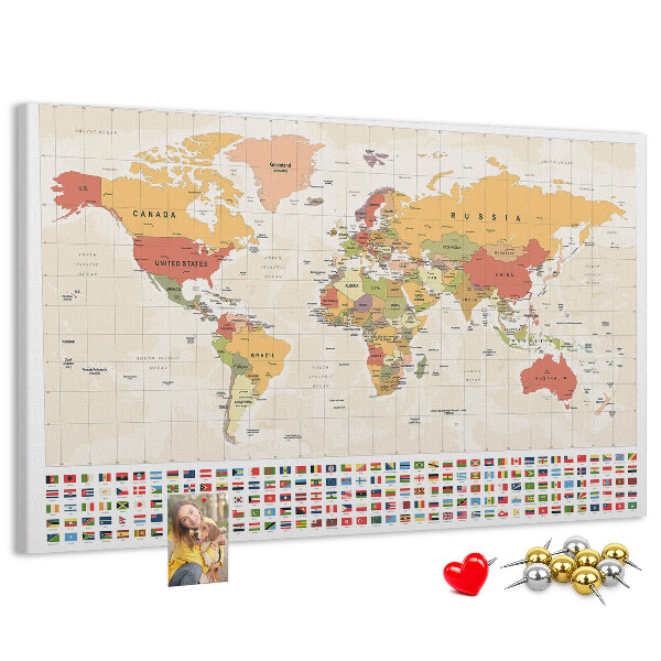 Cork display board World map design