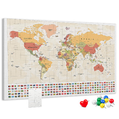 Cork display board World map design