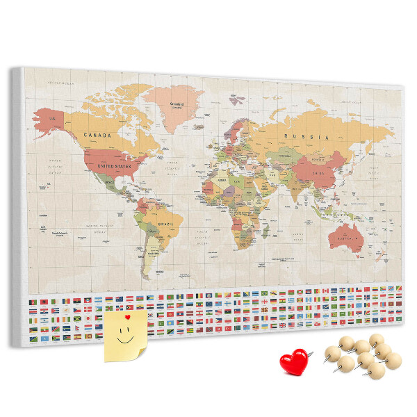Cork display board World map design