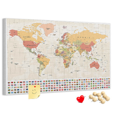 Cork display board World map design