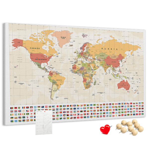Cork display board World map design