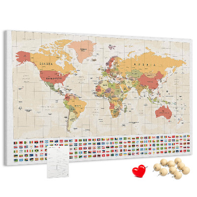 Cork display board World map design