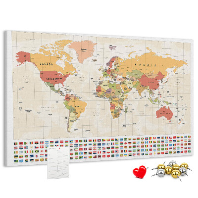 Cork display board World map design
