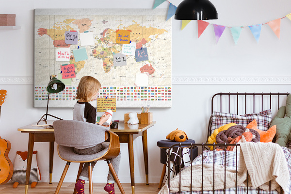 Cork display board World map design
