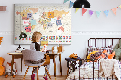Cork display board World map design