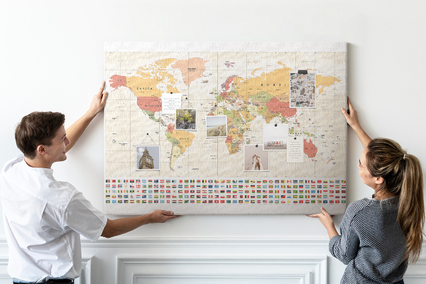 Cork display board World map design