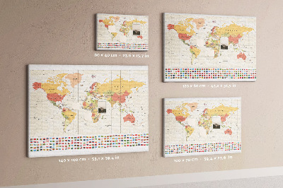 Cork display board World map design