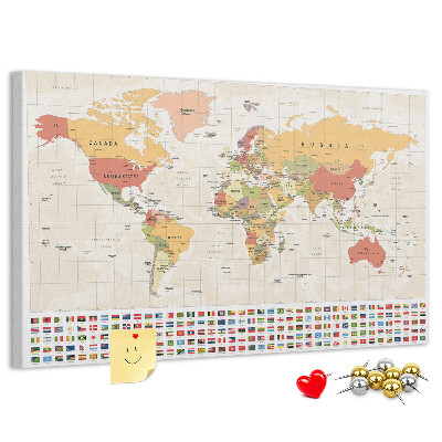 Cork display board World map design