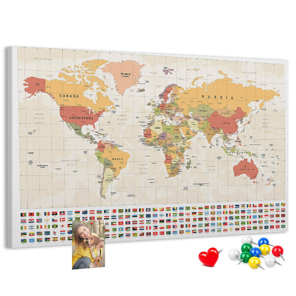 Cork display board World map design