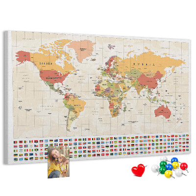 Cork display board World map design
