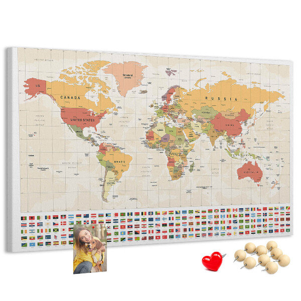 Cork display board World map design