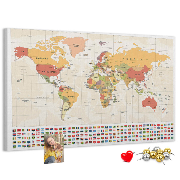 Cork display board World map design