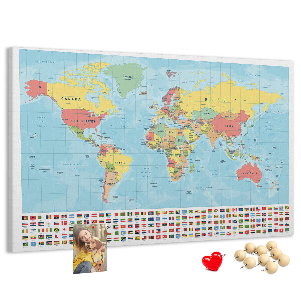 Cork memo board Geography world map