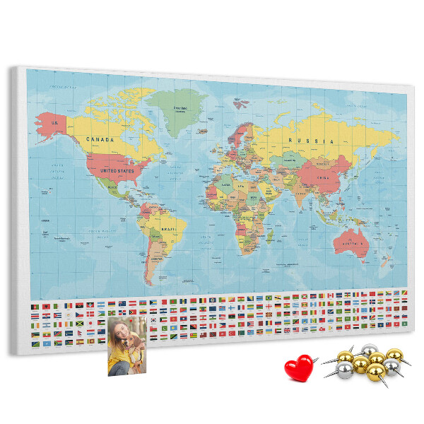 Cork memo board Geography world map