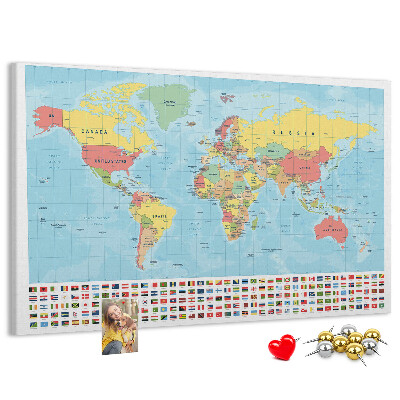 Cork memo board Geography world map