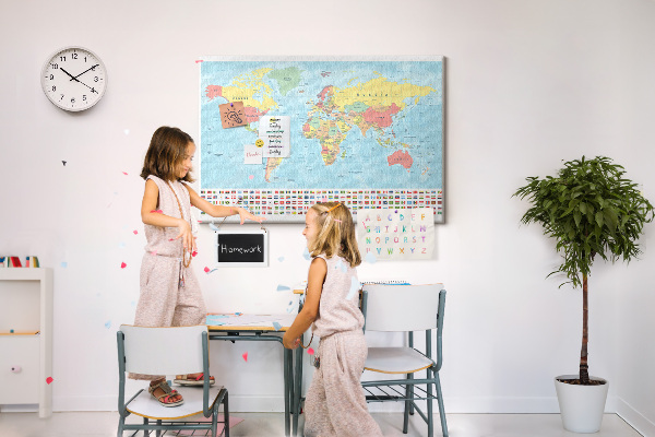 Cork memo board Geography world map