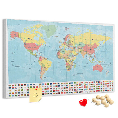 Cork memo board Geography world map