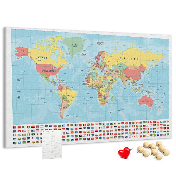 Cork memo board Geography world map