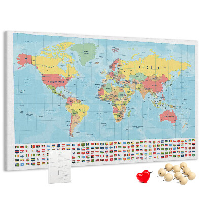 Cork memo board Geography world map