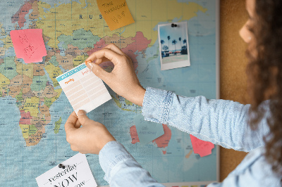 Cork memo board Geography world map