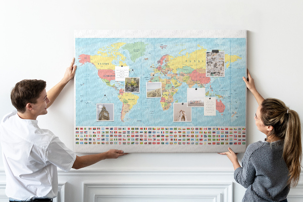 Cork memo board Geography world map