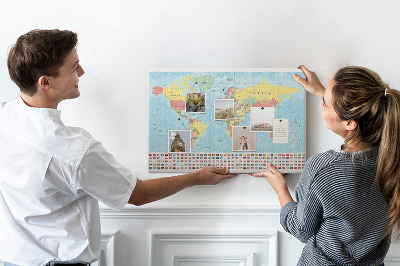 Cork memo board Geography world map