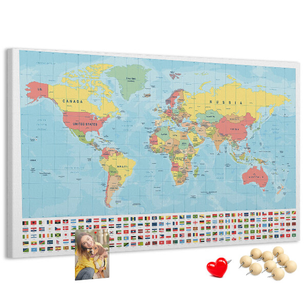 Cork memo board Geography world map