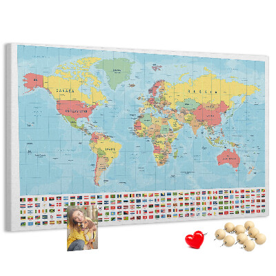 Cork memo board Geography world map