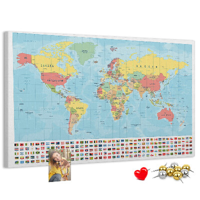 Cork memo board Geography world map