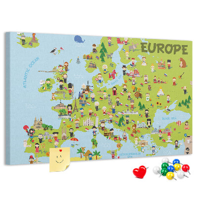 Cork memo board World map with flags