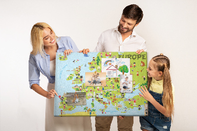 Cork memo board World map with flags