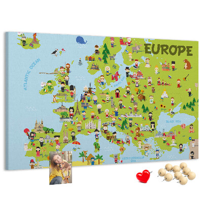 Cork memo board World map with flags